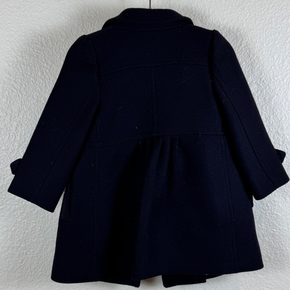 NWOT Burberry Pea Coat Kids 12M Black Wool Cashmere Double Breasted Nova Check - Picture 4 of 14